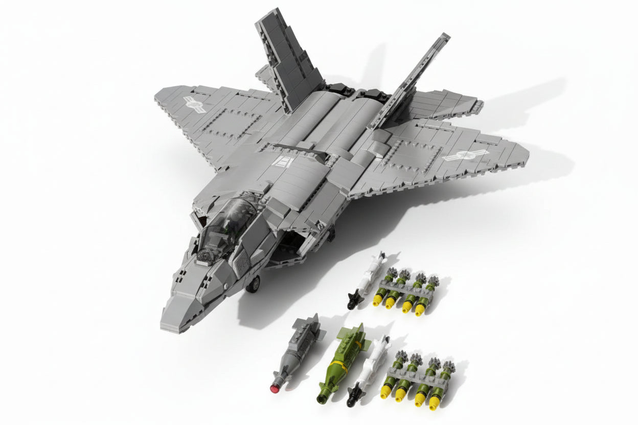 F-22 Raptor MOC - Stealth Fighter Bauset | US Air Force Kampfjet | Militär Flugzeug | LEGO-kompatibel