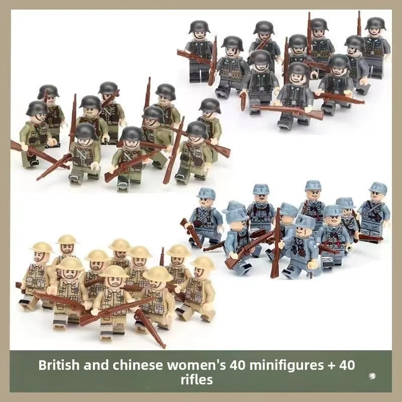 WW1 Minifiguren Set - Erster Weltkrieg Soldaten | 10 Figuren | LEGO-kompatibel