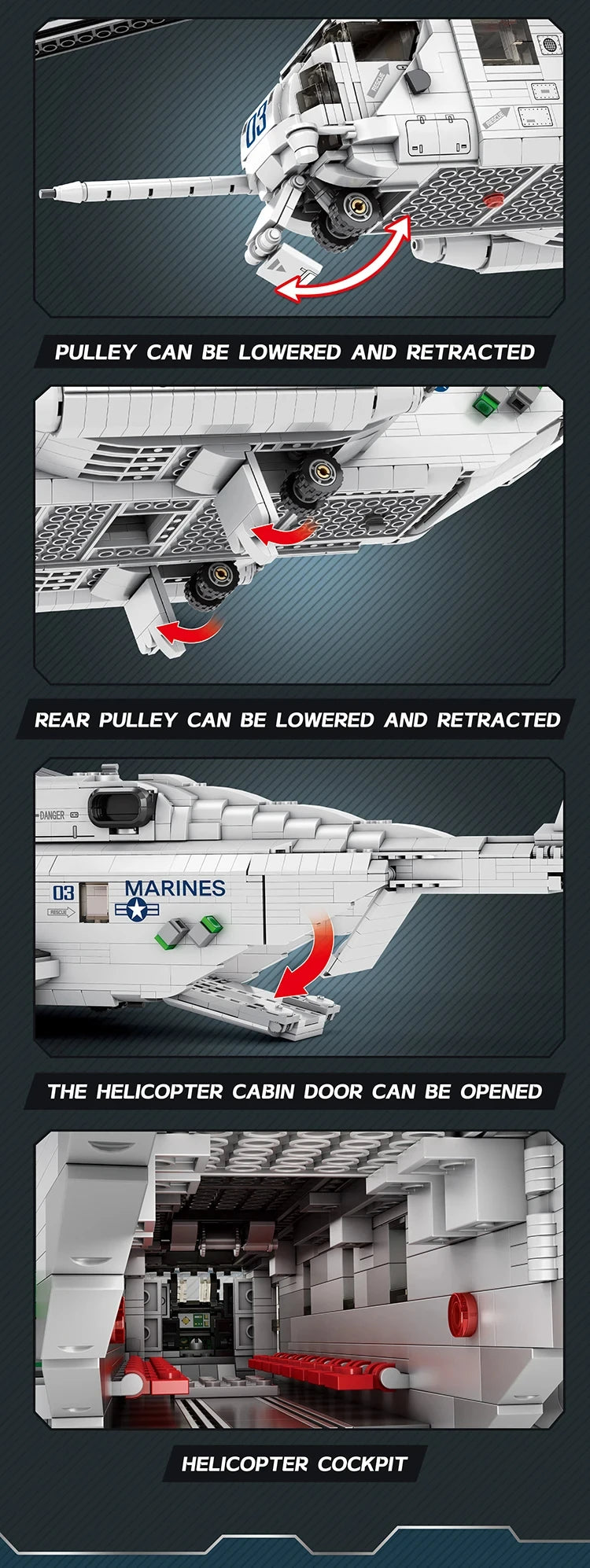 CH-53E Transport Helicopter MOC - 2192 Teile - Legokompatibel - Military Army Hubschrauber Modell